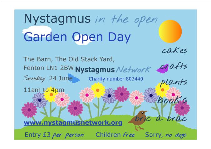 Nystagmus garden open day flyer - Sue